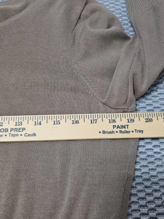 Elle Zipped Ruffled 3/4 Sleeves Cardigan Light Brown - Size Large - Picture 5 of 6